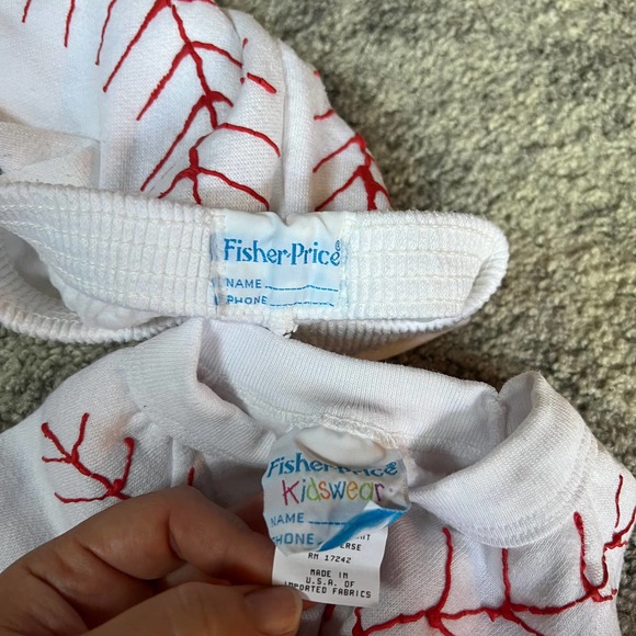 Vintage Lot Boys 2T Santa's Club Christmas & Fisher Price Baseball Outfits 90's - Picture 7 of 10